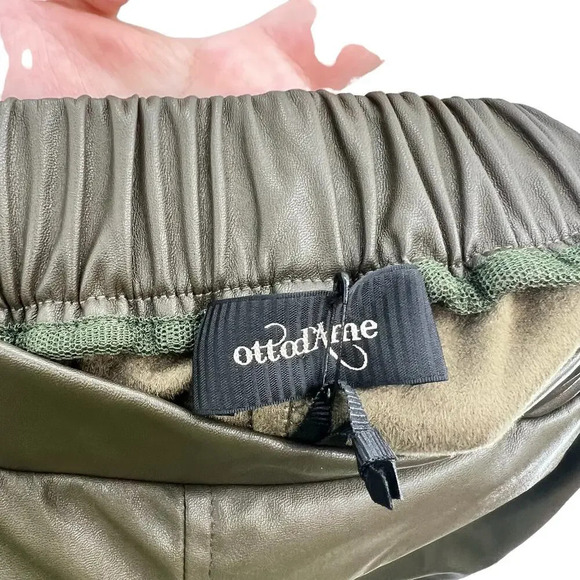 Ottod'Ame Military Green Faux Leather Jogger Pants‎ Size 46  / US 10 - Picture 10 of 15